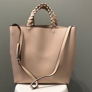 Chic Cream Tote Bag with Braided Handle